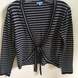J McLaughlin Navy Nautical Cropped Cardigan
